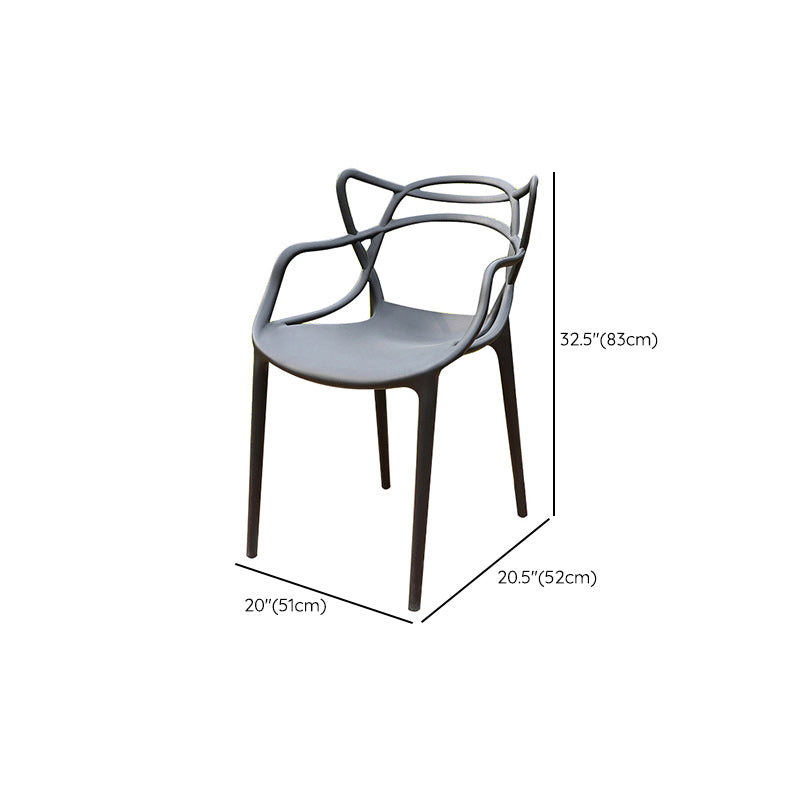 Contemporary Plastic Outdoors Dining Chairs Stacking Patio Dining Armchair