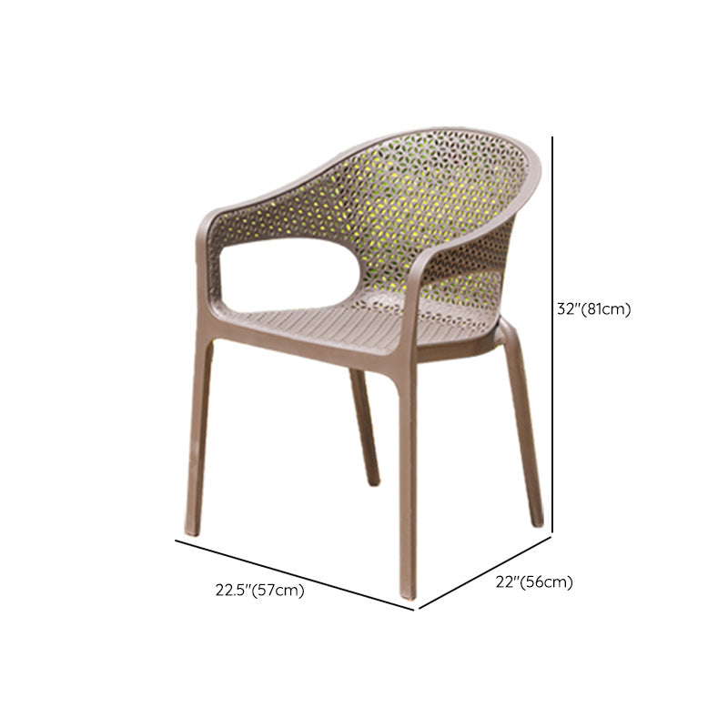 Contemporary Plastic Outdoors Dining Chairs Stacking Patio Dining Armchair