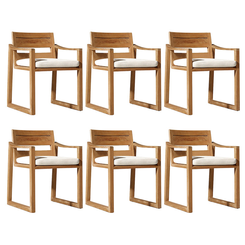 Contemporary Natural Patio Dining Chair with UV Protective Finish Cushion