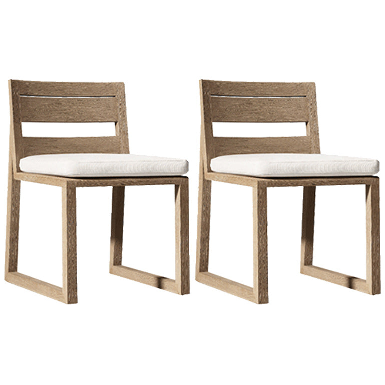 Contemporary Natural Patio Dining Chair with UV Protective Finish Cushion