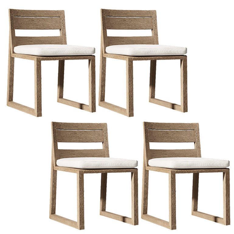 Contemporary Natural Patio Dining Chair with UV Protective Finish Cushion