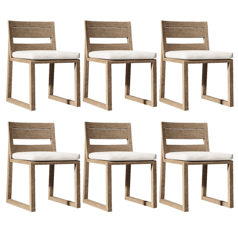 Contemporary Natural Patio Dining Chair with UV Protective Finish Cushion