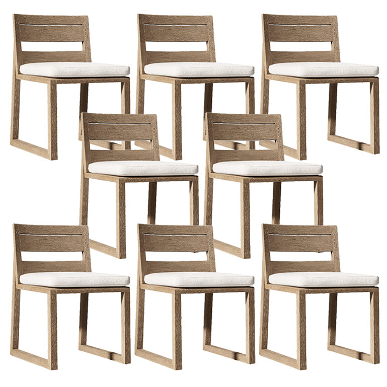 Contemporary Natural Patio Dining Chair with UV Protective Finish Cushion