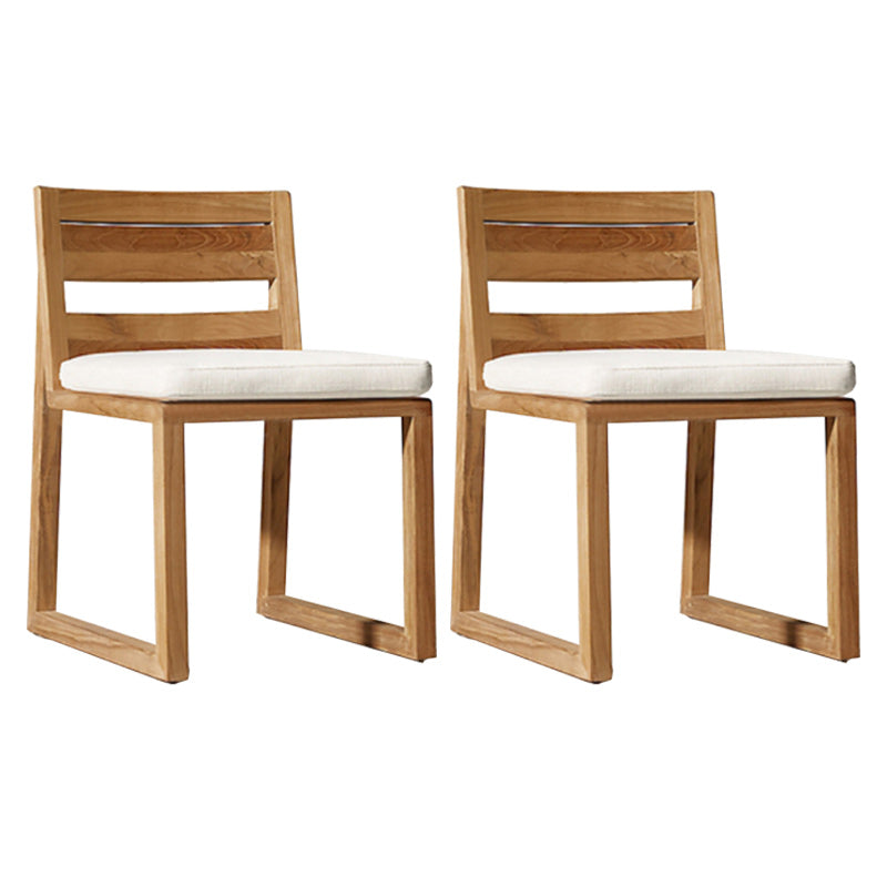 Contemporary Natural Patio Dining Chair with UV Protective Finish Cushion