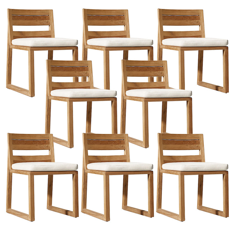 Contemporary Natural Patio Dining Chair with UV Protective Finish Cushion