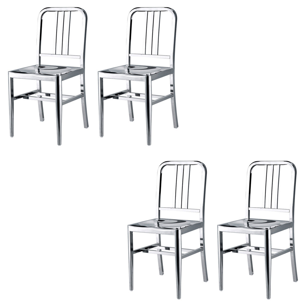 Industrial Metal Outdoor Bistro Chairs Open Back Dining Chairs in Silver