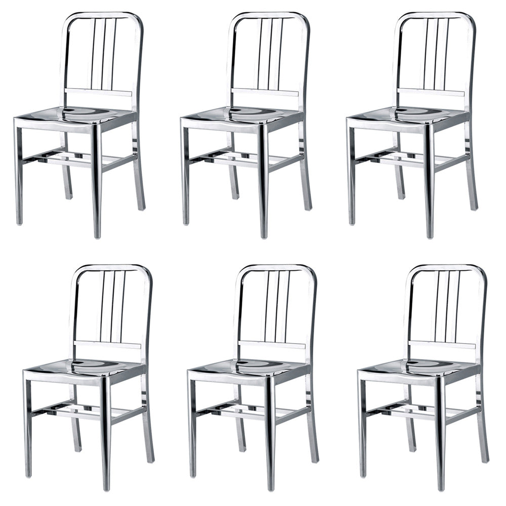 Industrial Metal Outdoor Bistro Chairs Open Back Dining Chairs in Silver