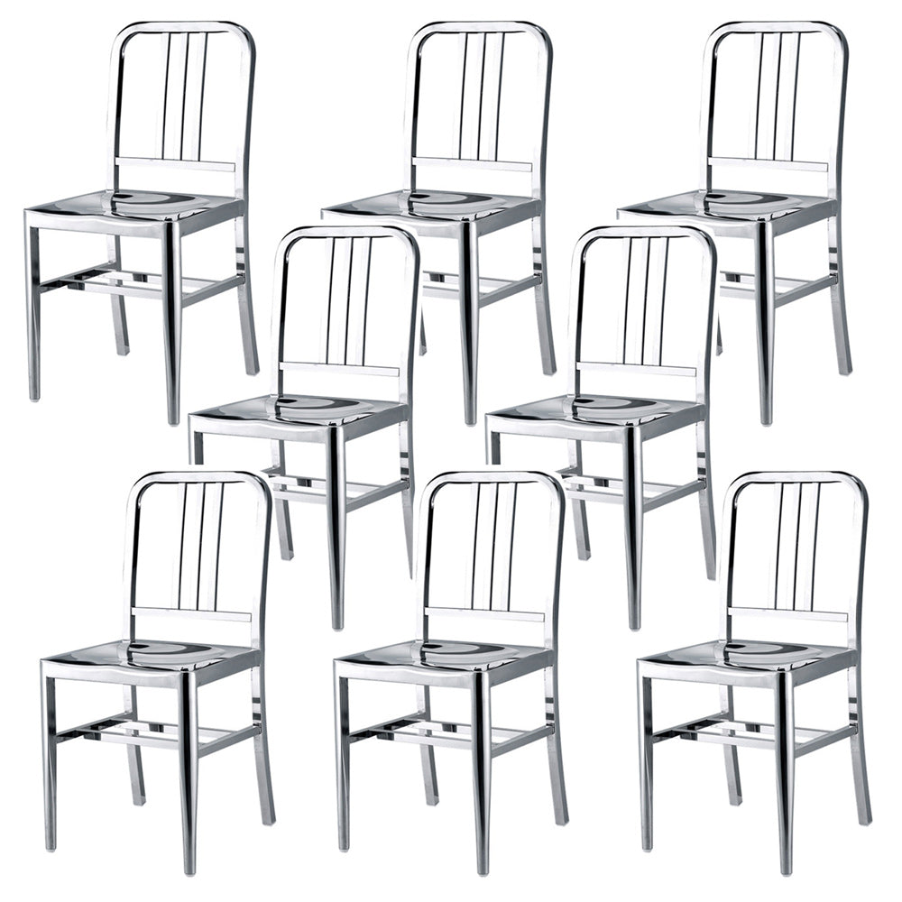 Industrial Metal Outdoor Bistro Chairs Open Back Dining Chairs in Silver