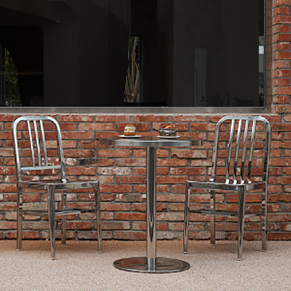 Industrial Metal Outdoor Bistro Chairs Open Back Dining Chairs in Silver