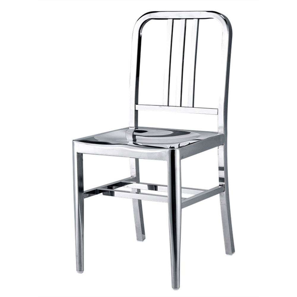 Industrial Metal Outdoor Bistro Chairs Open Back Dining Chairs in Silver