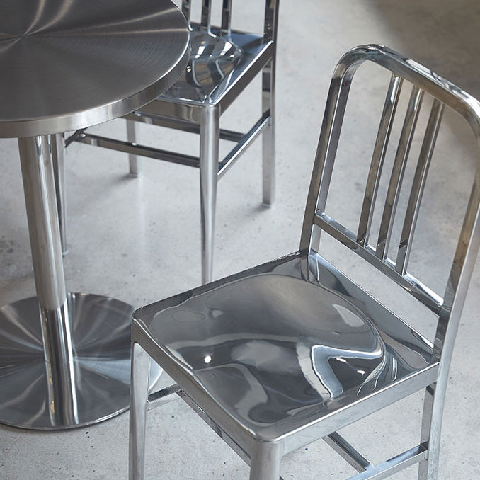 Industrial Metal Outdoor Bistro Chairs Open Back Dining Chairs in Silver