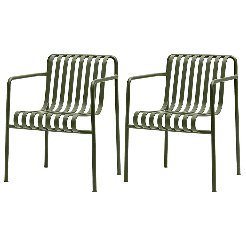 Green Modern Dining Chairs Metal Open Back Outdoors Dining Chairs