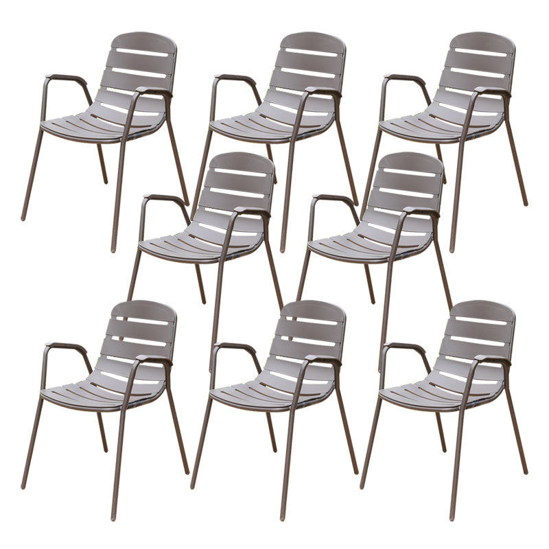 Industrial Metal Dining Armchair Stacking Patio Dining Chair