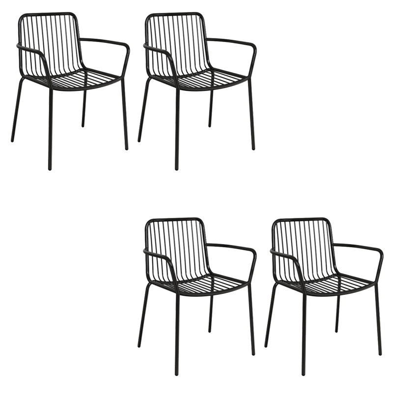 Modern Metal Patio Dining Chairs Open Back Stacking Armchair