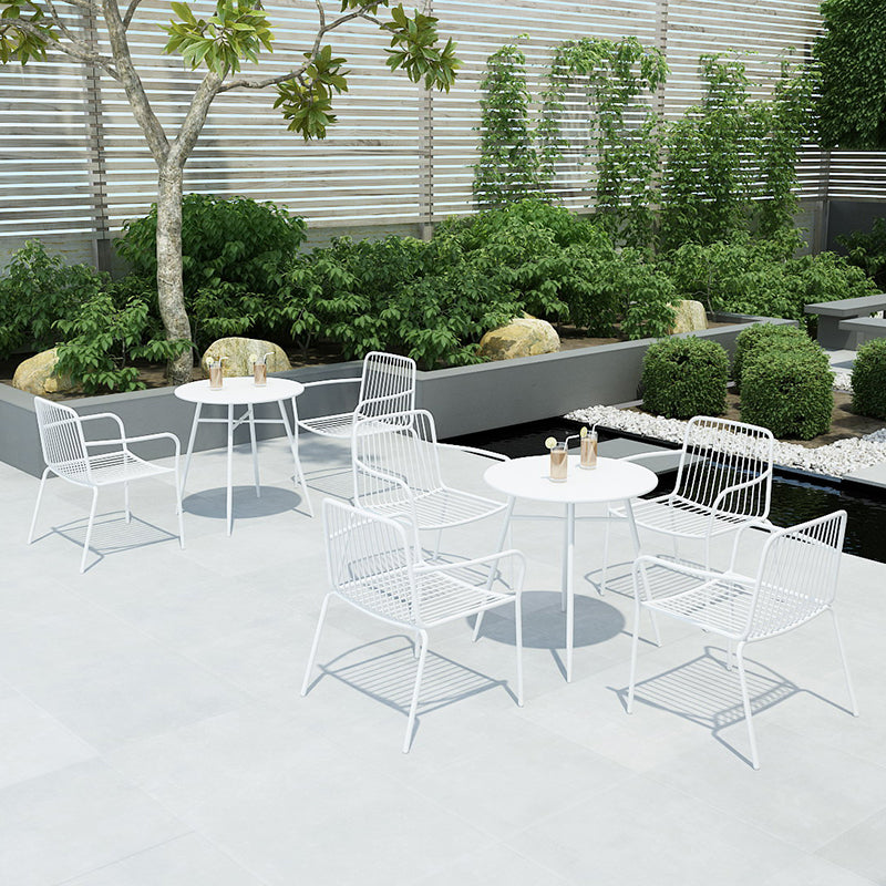Modern Metal Patio Dining Chairs Open Back Stacking Armchair