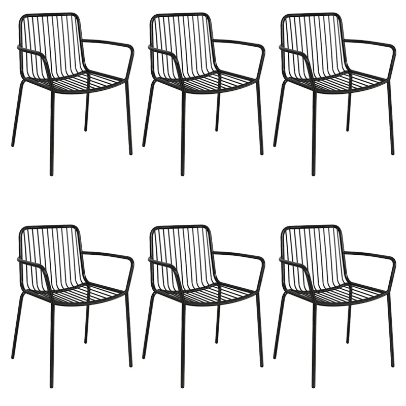 Modern Metal Patio Dining Chairs Open Back Stacking Armchair
