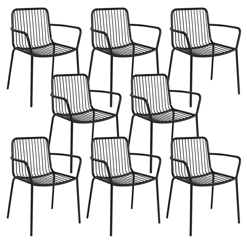 Modern Metal Patio Dining Chairs Open Back Stacking Armchair