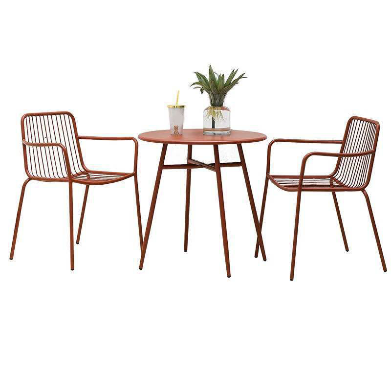 Modern Metal Patio Dining Chairs Open Back Stacking Armchair