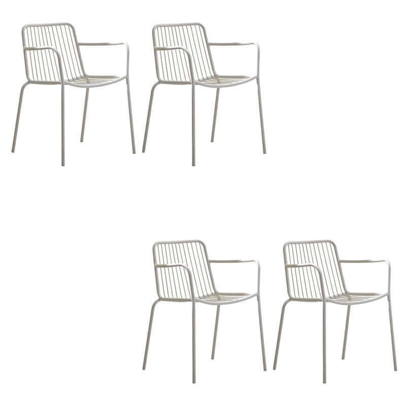 Modern Metal Patio Dining Chairs Open Back Stacking Armchair