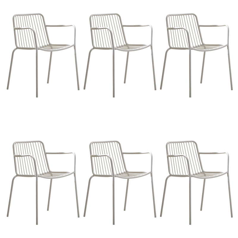 Modern Metal Patio Dining Chairs Open Back Stacking Armchair