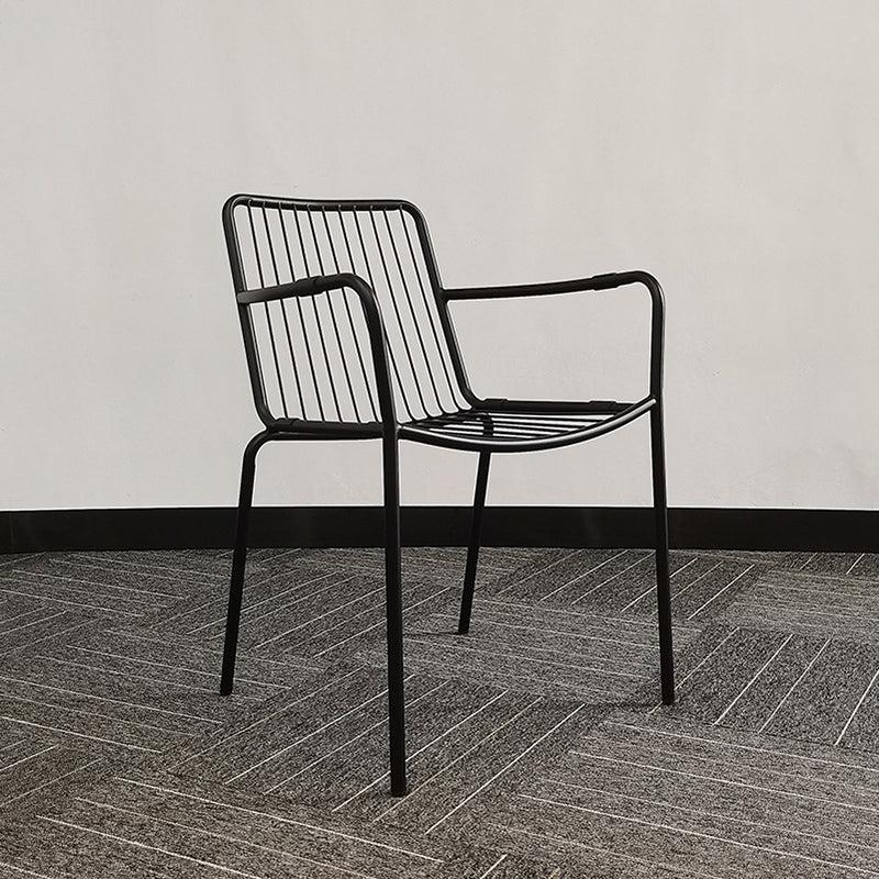 Modern Metal Patio Dining Chairs Open Back Stacking Armchair