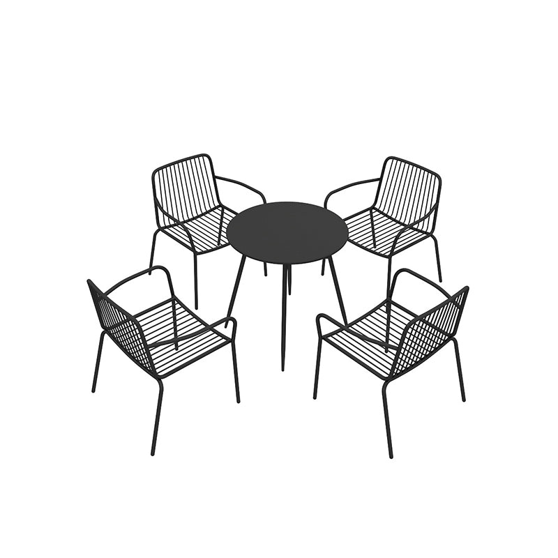 Modern Metal Patio Dining Chairs Open Back Stacking Armchair