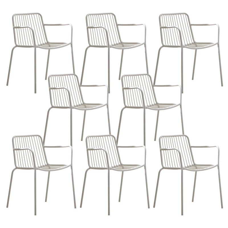 Modern Metal Patio Dining Chairs Open Back Stacking Armchair