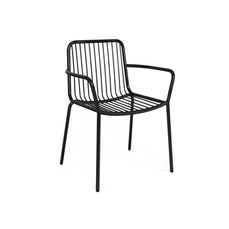Modern Metal Patio Dining Chairs Open Back Stacking Armchair