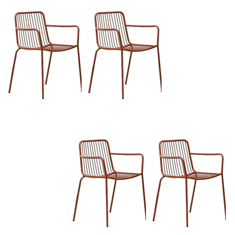 Modern Metal Patio Dining Chairs Open Back Stacking Armchair