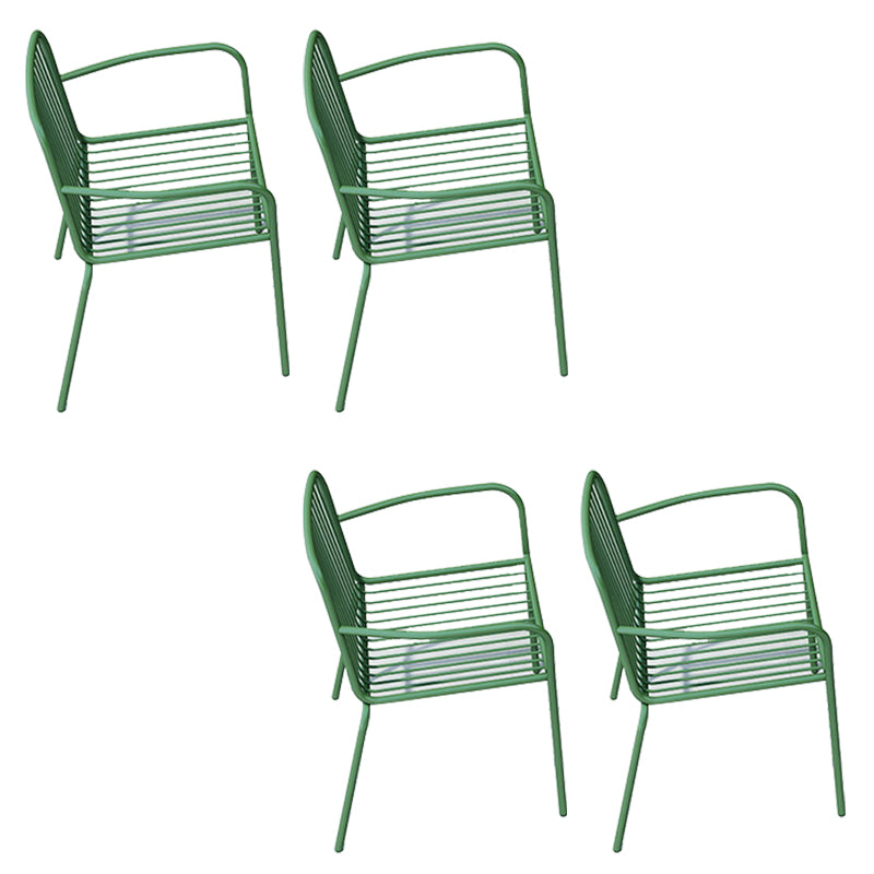 Modern Metal Patio Dining Chairs Open Back Stacking Armchair