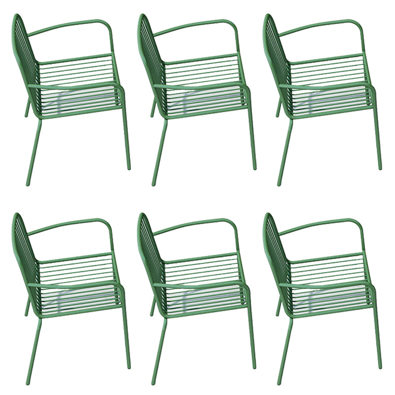 Modern Metal Patio Dining Chairs Open Back Stacking Armchair