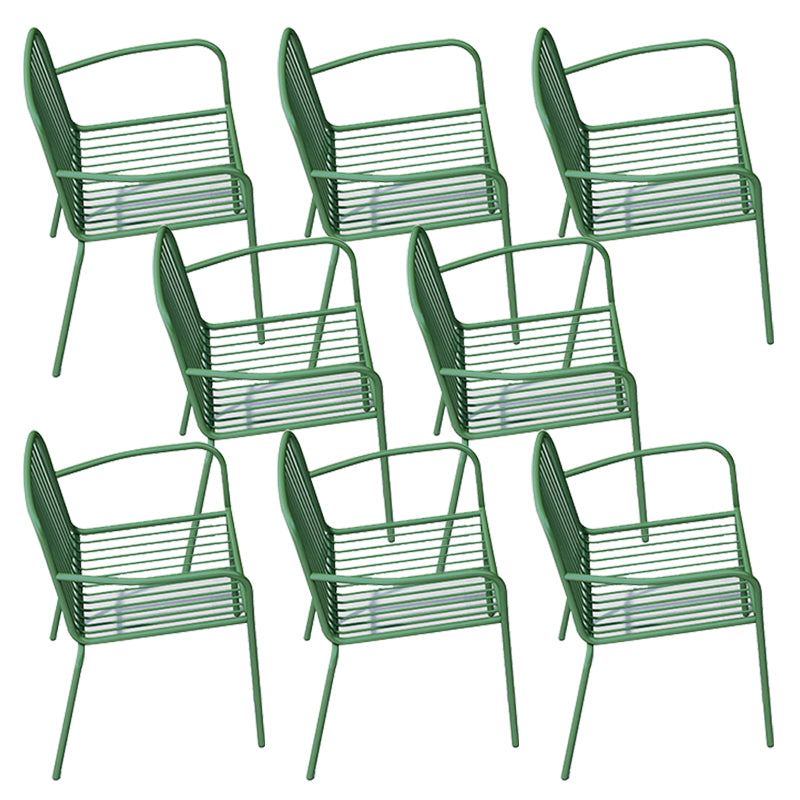 Modern Metal Patio Dining Chairs Open Back Stacking Armchair