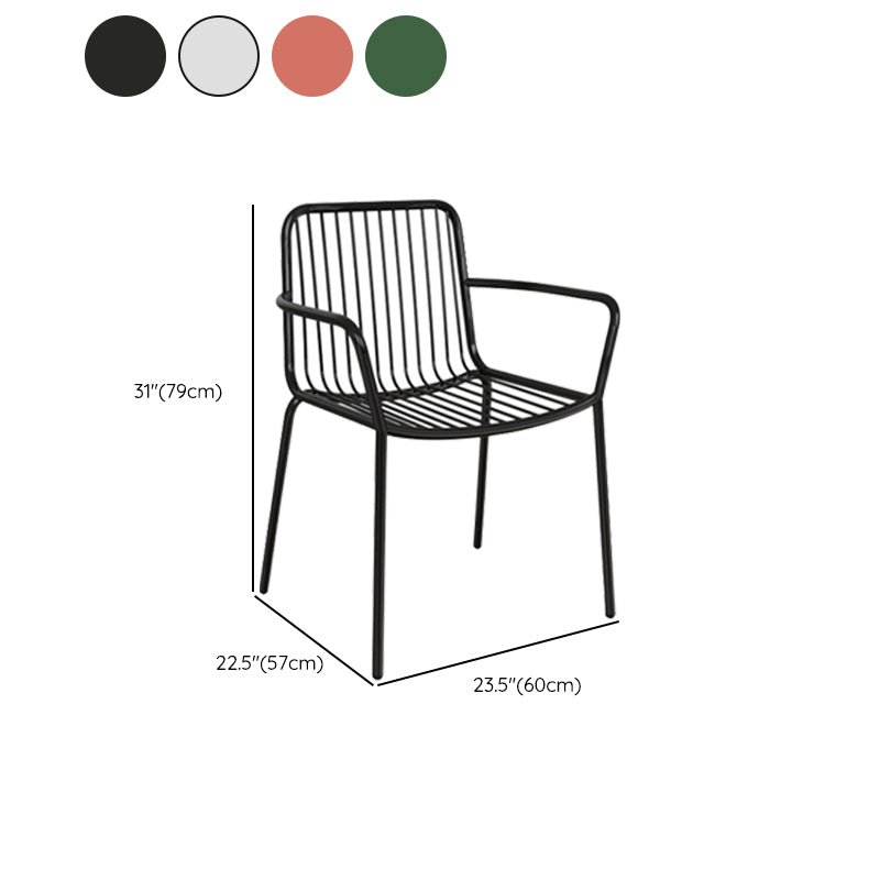 Modern Metal Patio Dining Chairs Open Back Stacking Armchair