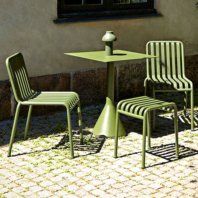 Modern Metal Outdoor Bistro Chairs Open Back Dining Chairs in Green