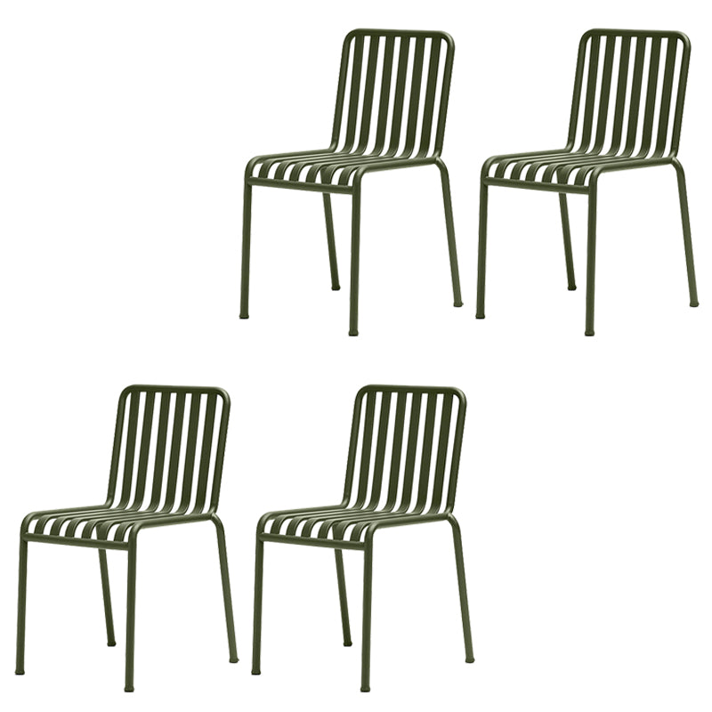Modern Metal Outdoor Bistro Chairs Open Back Dining Chairs in Green