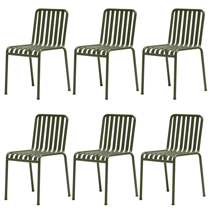 Modern Metal Outdoor Bistro Chairs Open Back Dining Chairs in Green