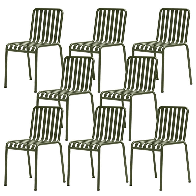 Modern Metal Outdoor Bistro Chairs Open Back Dining Chairs in Green