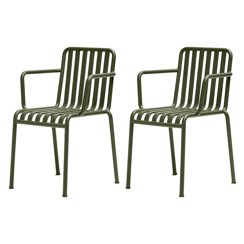 Modern Metal Outdoor Bistro Chairs Open Back Dining Chairs in Green