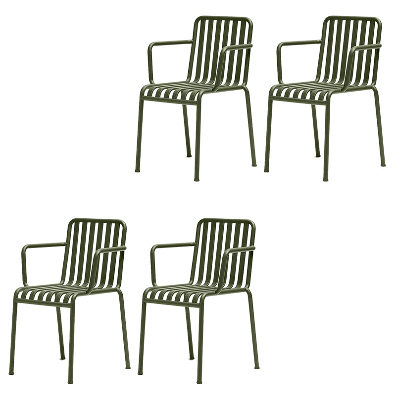 Modern Metal Outdoor Bistro Chairs Open Back Dining Chairs in Green