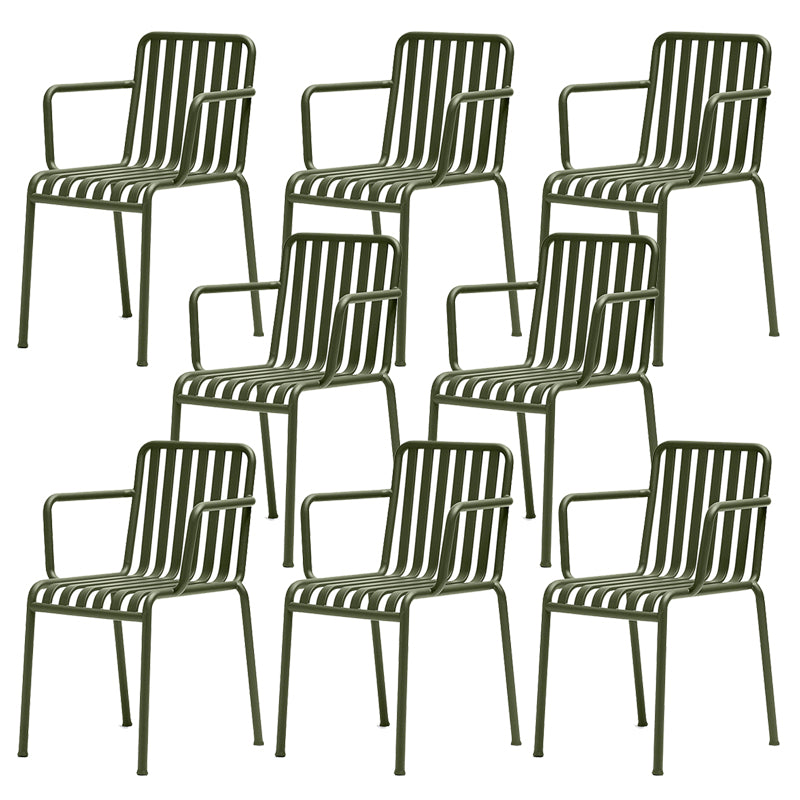 Modern Metal Outdoor Bistro Chairs Open Back Dining Chairs in Green