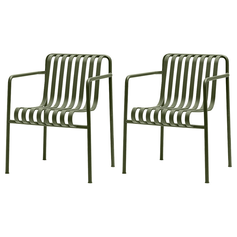Modern Metal Outdoor Bistro Chairs Open Back Dining Chairs in Green