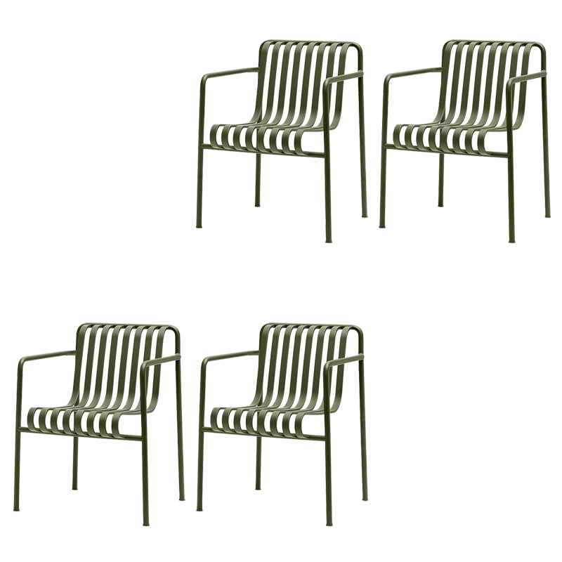 Modern Metal Outdoor Bistro Chairs Open Back Dining Chairs in Green