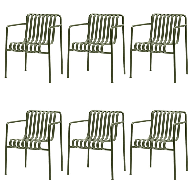 Modern Metal Outdoor Bistro Chairs Open Back Dining Chairs in Green