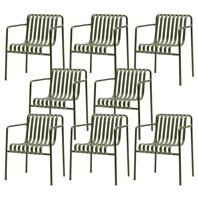 Modern Metal Outdoor Bistro Chairs Open Back Dining Chairs in Green