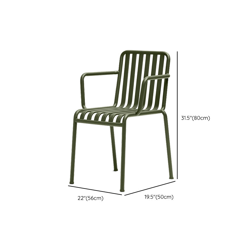Modern Metal Outdoor Bistro Chairs Open Back Dining Chairs in Green