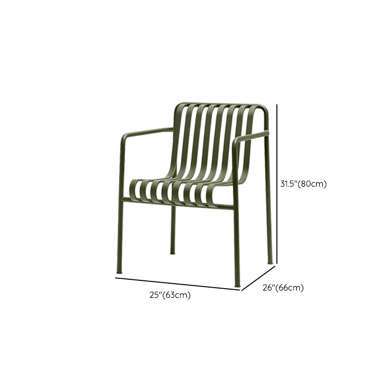 Modern Metal Outdoor Bistro Chairs Open Back Dining Chairs in Green