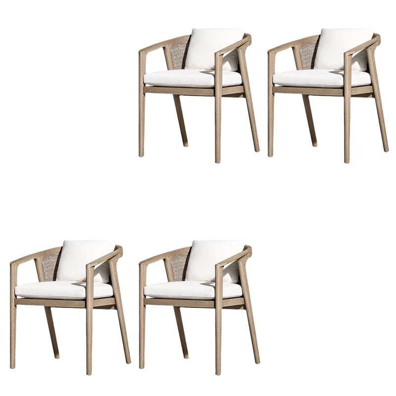 Solid Wood Patio Dining Chair Modern Upholstered Chairs in Brown