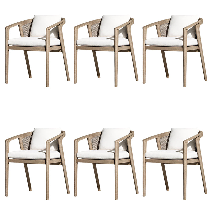 Solid Wood Patio Dining Chair Modern Upholstered Chairs in Brown