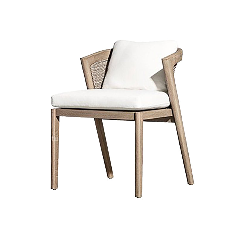 Solid Wood Patio Dining Chair Modern Upholstered Chairs in Brown