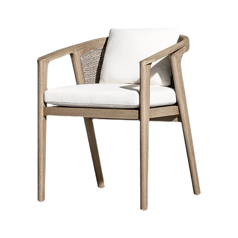 Solid Wood Patio Dining Chair Modern Upholstered Chairs in Brown